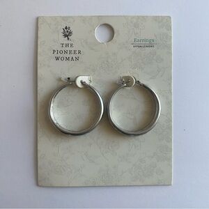 Pewter Silver Hoop Earrings by The Pioneer Woman